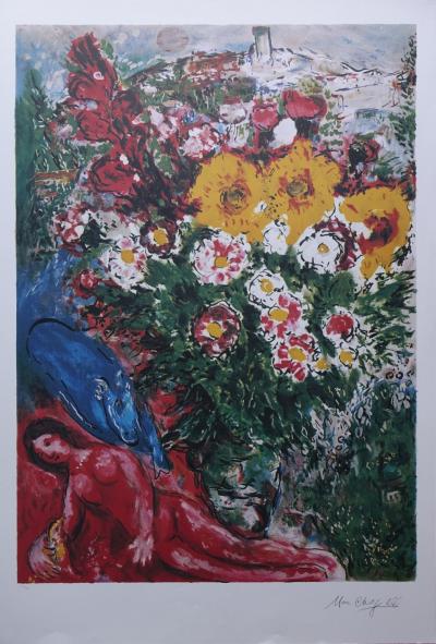 Marc CHAGALL : La femme et l’oiseau, Lithographie signée