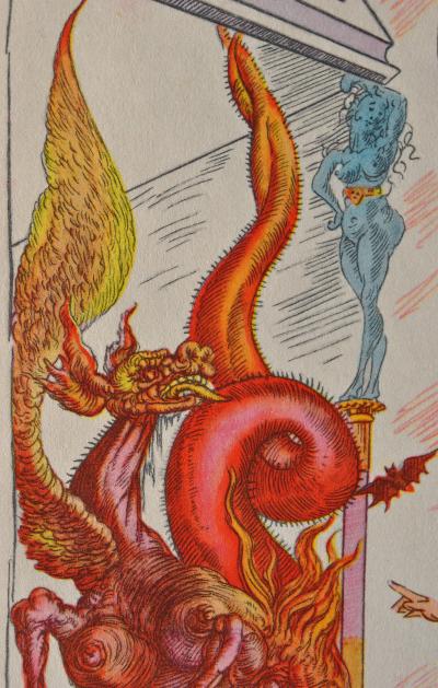 Salvador DALI : Le dragon des ténèbres, Estampe signée, 1948 2