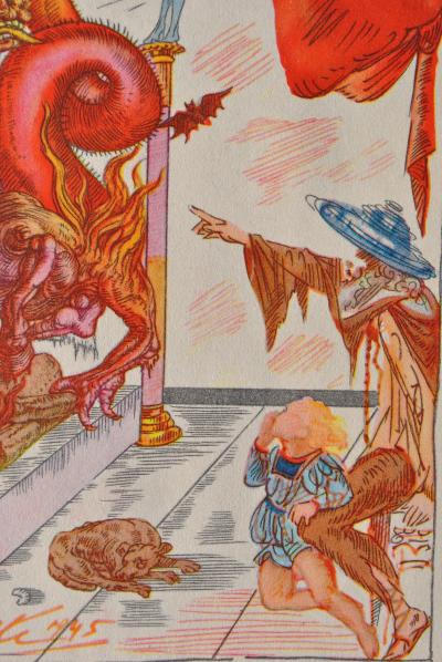 Salvador DALI : Le dragon des ténèbres, Estampe signée, 1948 2