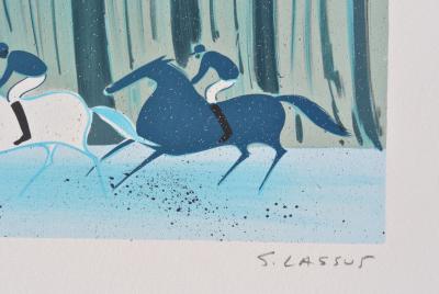 Serge LASSUS : Cavaliers en Hiver, Lithographie originale signée 2