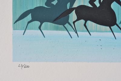 Serge LASSUS : Cavaliers en Hiver, Lithographie originale signée 2