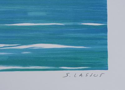 Serge LASSUS : Chevaux sauvages sur la plage, Lithographie originale signée 2