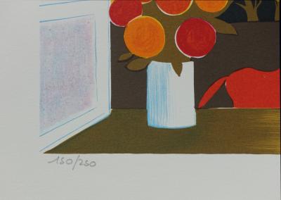 Serge LASSUS : Chevaux en automne, Lithographie originale signée 2