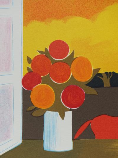 Serge LASSUS : Chevaux en automne, Lithographie originale signée 2