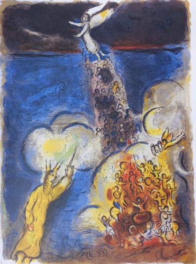 Marc CHAGALL : Moïse et la traversée de la mer rouge, Lithographie signée