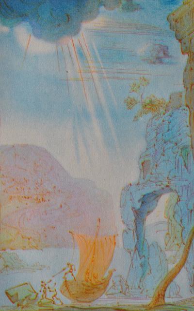 Salvador DALI : Le nouveau monde, Estampe signée, 1948 2