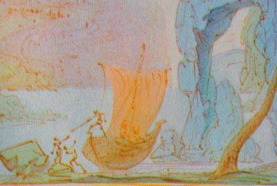 Salvador DALI : Le nouveau monde, Estampe signée, 1948 2