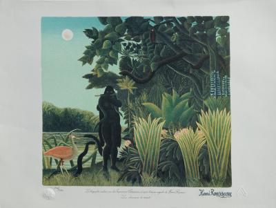 Henri ROUSSEAU (dit le douanier) (daprès) : La Charmeuse de serpent, Lithographie signée, 1976