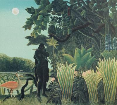 Henri ROUSSEAU (dit le douanier) (daprès) : La Charmeuse de serpent, Lithographie signée, 1976 2