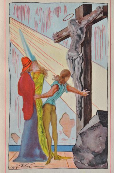 Salvador DALI : La bénédiction du Christ, Estampe signée, 1948 2