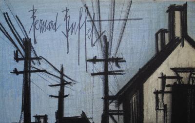 Bernard BUFFET : La route du village, Lithographie originale signée, 1967, Mourlot 2