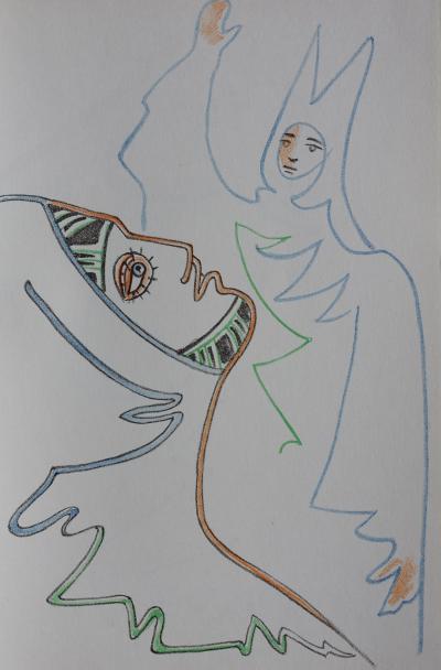 Jean COCTEAU : La bénédiction, Lithographie originale 2