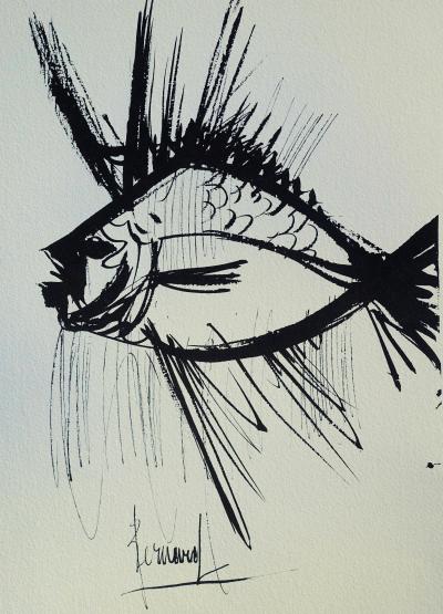 Bernard BUFFET : Le poisson, Gravure originale signée 2