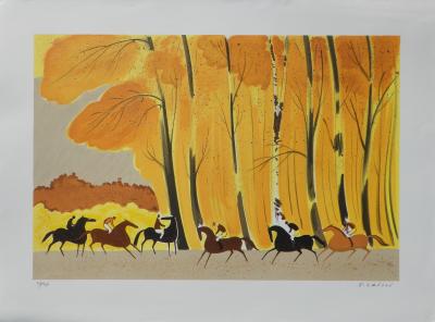 Serge LASSUS : Randonnée en automne, Lithographie originale signée 2