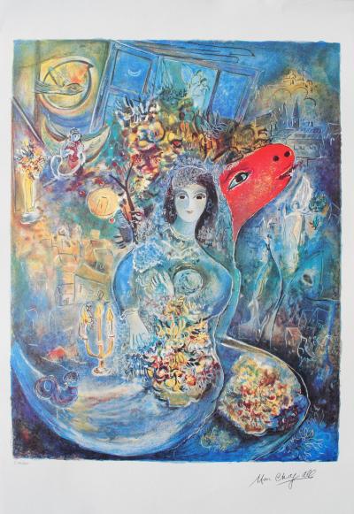 Marc CHAGALL : La mariée aux fleurs, Lithographie signée et numérotée 2