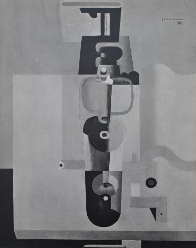 LE CORBUSIER : Nature morte Bouteille et livre , héliogravure signée, 1938 2