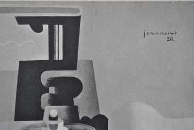 LE CORBUSIER : Nature morte Bouteille et livre , héliogravure signée, 1938 2