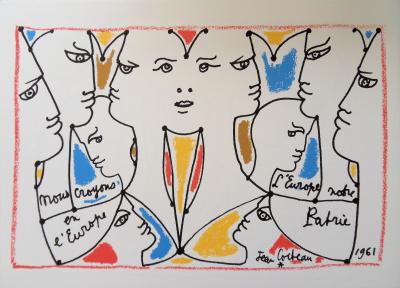 Jean COCTEAU : Europe - les désaccords, Lithographie signée