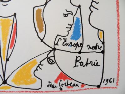 Jean COCTEAU : Europe - les désaccords, Lithographie signée 2