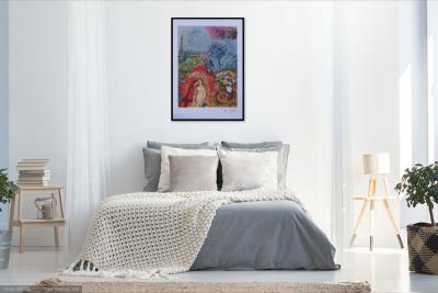 Marc CHAGALL : les mariés de la Tour Eiffel, Lithographie signée, 1989, 500ex 2