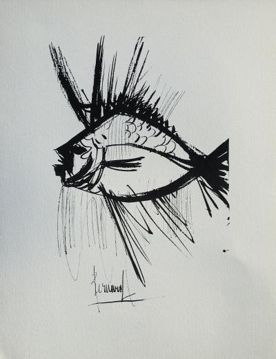 Bernard BUFFET : Le poisson, Gravure originale signée, 1961