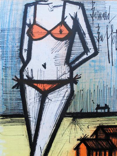 Bernard BUFFET : Le Bikini, Lithographie originale signée, 1967, Mourlot