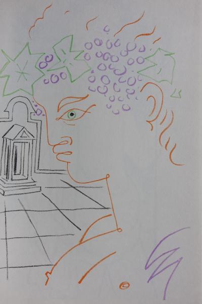 Jean COCTEAU : Le temple de Bacchus, Lithographie originale 2