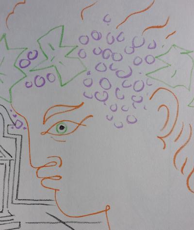 Jean COCTEAU : Le temple de Bacchus, Lithographie originale 2