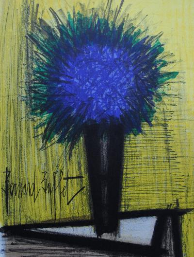 Bernard BUFFET : Le bouquet violet, Lithographie originale signée, 1967