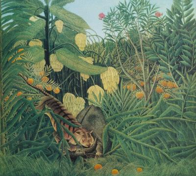 Henri ROUSSEAU (d’après)  : Tigre dévorant un buffle, Lithographie signée et numérotée, 1976 2