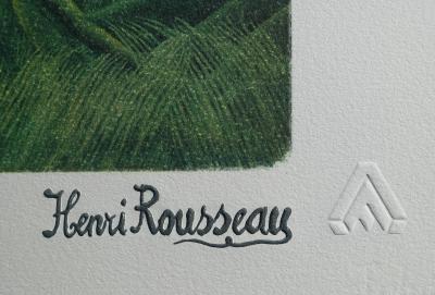 Henri ROUSSEAU (d’après)  : Tigre dévorant un buffle, Lithographie signée et numérotée, 1976 2