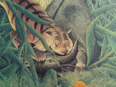 Henri ROUSSEAU (d’après)  : Tigre dévorant un buffle, Lithographie signée et numérotée, 1976 2