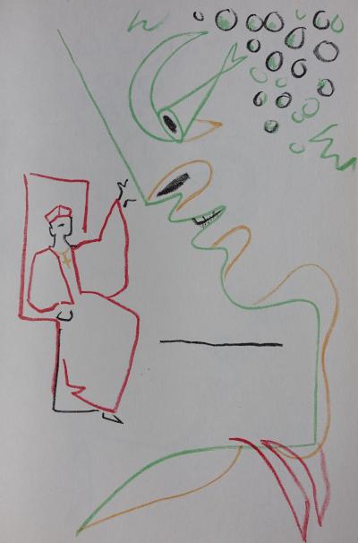 Jean COCTEAU : Le messager du pape, Lithographie originale 2