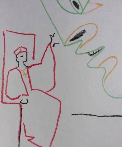 Jean COCTEAU : Le messager du pape, Lithographie originale 2