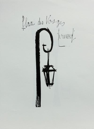 Bernard BUFFET : Place des Vosges, Gravure originale signée 2