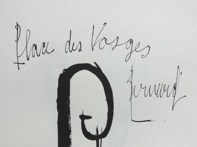 Bernard BUFFET : Place des Vosges, Gravure originale signée 2