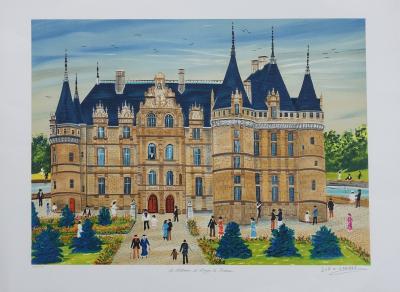 Dan GANDRE : le château d’Azay le Rideau, Lithographie originale 2