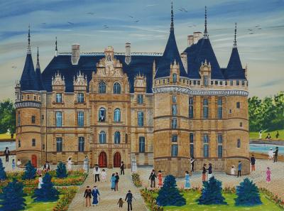Dan GANDRE : le château d’Azay le Rideau, Lithographie originale 2
