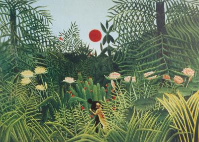 Henri ROUSSEAU (d’après) : Paysage de forêt vierge, Lithographie signée et numérotée, 1976 2