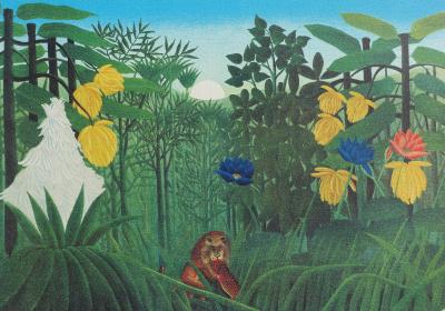 Henri ROUSSEAU (dit le douanier) : Le repas du lion, Lithographie signée et numérotée, 1976 2