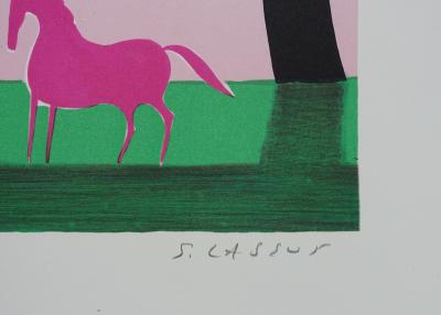 Serge LASSUS : Couple de chevaux, Lithographie originale signée 2