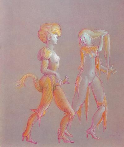 Léonor FINI : Le serpent , Héliogravure signée, 1980 2