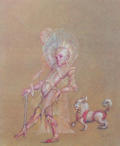 Léonor FINI : Le Bourgeois et son chien, Héliogravure signée, 1980 2
