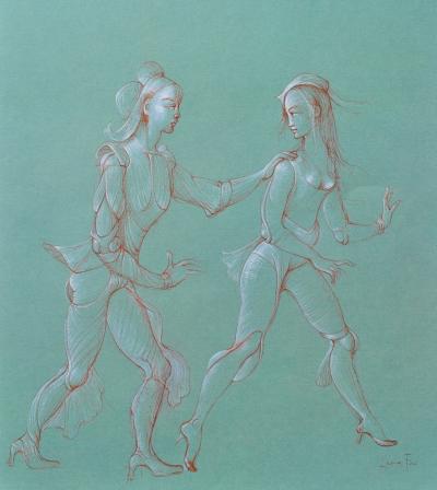 Léonor FINI : Couple en Promenade, Héliogravure signée, 1980 2
