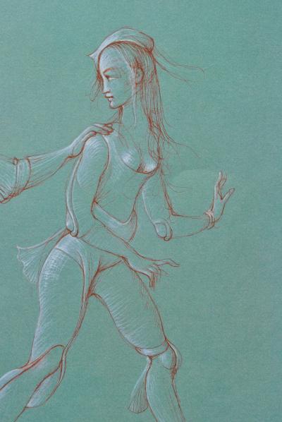 Léonor FINI : Couple en Promenade, Héliogravure signée, 1980 2