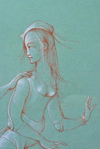 Léonor FINI : Couple en Promenade, Héliogravure signée, 1980 2