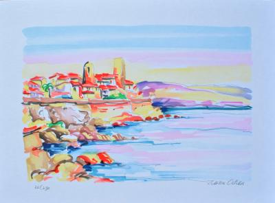 Olivier ZLADKU : La baie d'Antibes, Lithographie originale signée 2