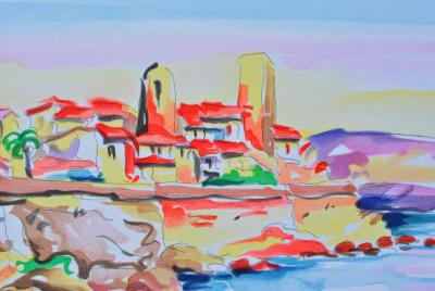 Olivier ZLADKU : La baie d'Antibes, Lithographie originale signée 2
