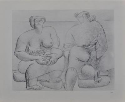 LE CORBUSIER : Deux femmes assises à moitié nue, héliogravure, 1938 2