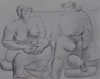 LE CORBUSIER : Deux femmes assises à moitié nue, héliogravure, 1938 2